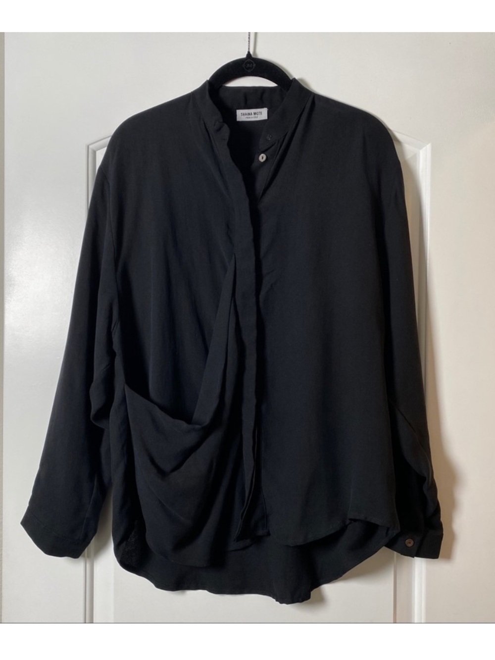 Shaina Mote Large Pocket Shirt Bemberg Long Sleeved Button Down Size 2 Medium
